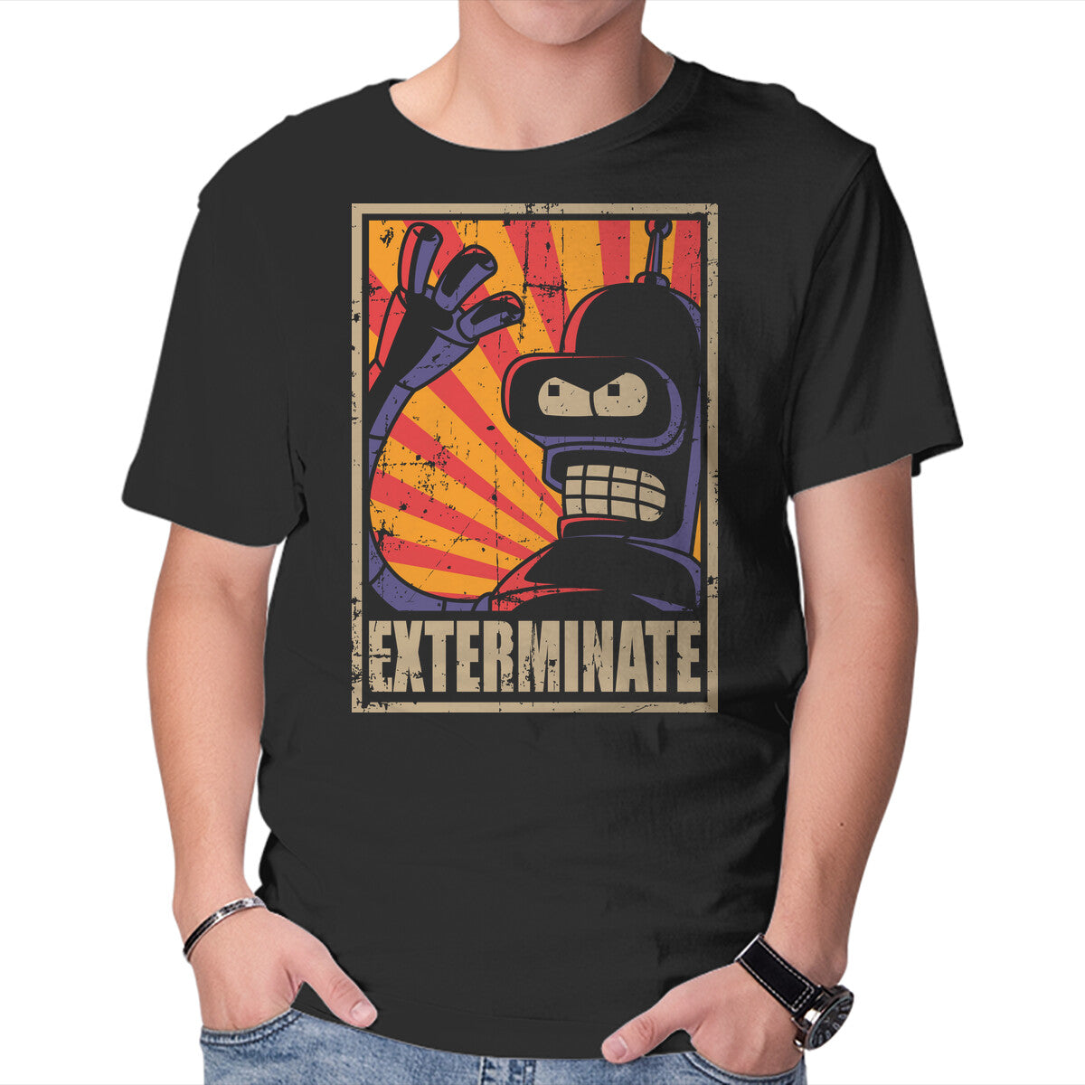 Unisex Crew Neck T-Shirt Exterminate Graphic Short Sleeve Casual Tee L
