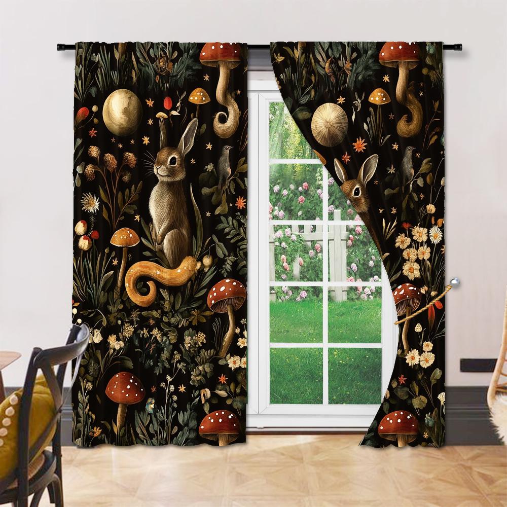 Set Of 2 Versatile Polyester Transparent Curtains Home Decoration Dark Flower Mural Use Bedrooms Living Rooms Made Area Window Treatment