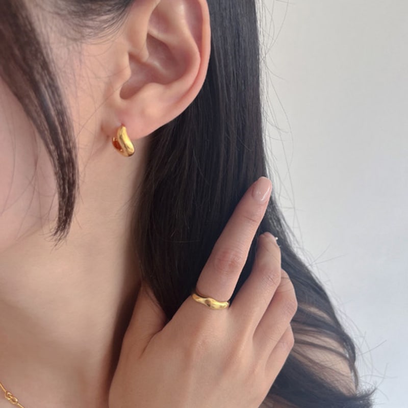 youngglow silver925 wave one touch earrings (2color)