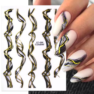 Yousheng 1 Blatt Ultradünner Entfernbarer Selbstklebender Nagelsticker Marmor Tinte Blühend Abstrakt Maniküre Sticker Nagelzubehör