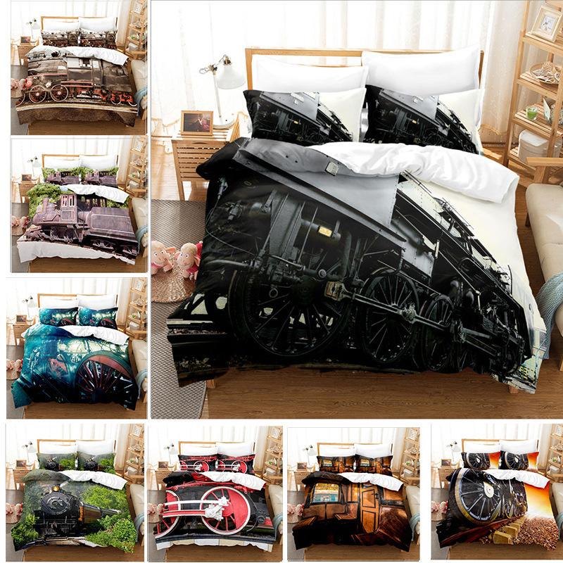 

Steam Locomotive, Old-Fashioned, Run-Down Train, Transportation, Digital Printing, Three-Piece Bed Sheet 135 * 200 two-piece set