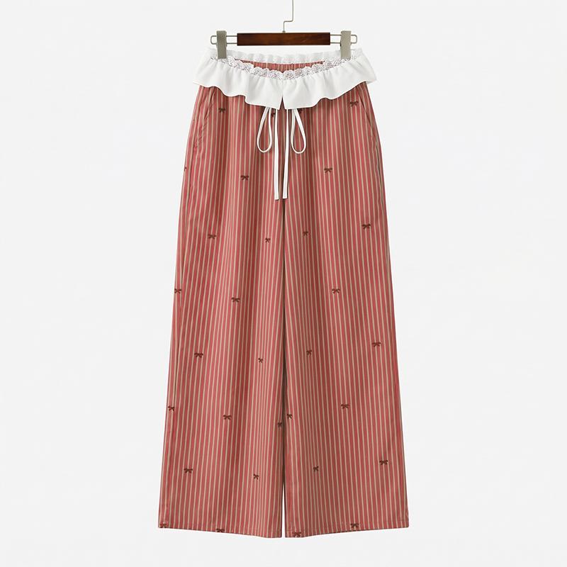 

ZANZEA Womens Loose Casual Stripe Print Long Pants 2XL червоний