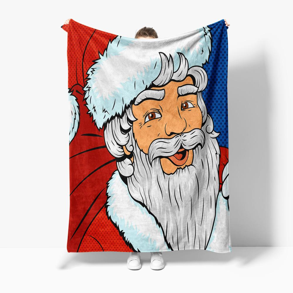 Santa Claus Throw Blanket Christmas Reindeer Festive Holiday Cozy Fleece Bedding Gift Decor Holiday Home Decor Xmas Gift