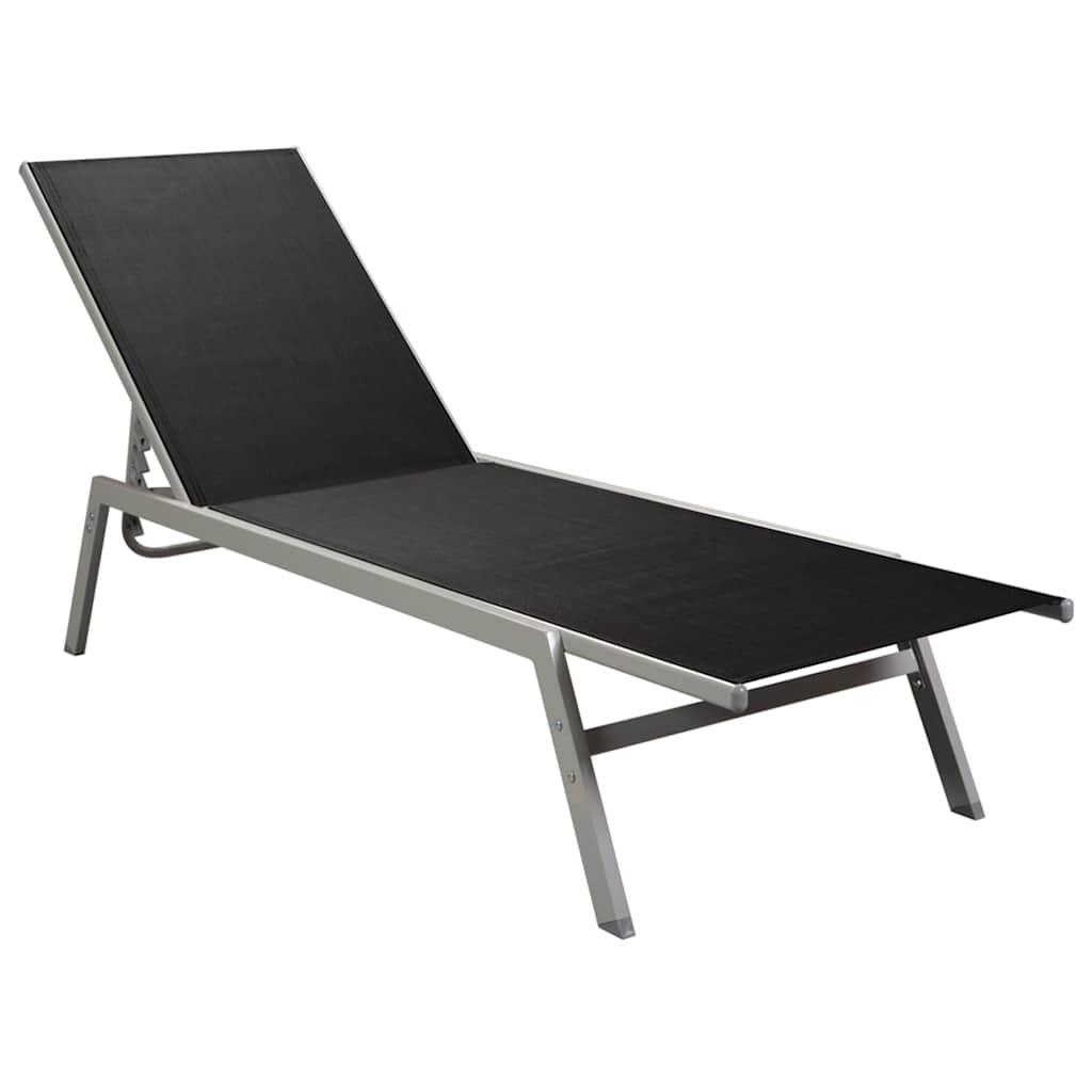 vidaXL Sonnenliege Stahl und Textilene Schwarz