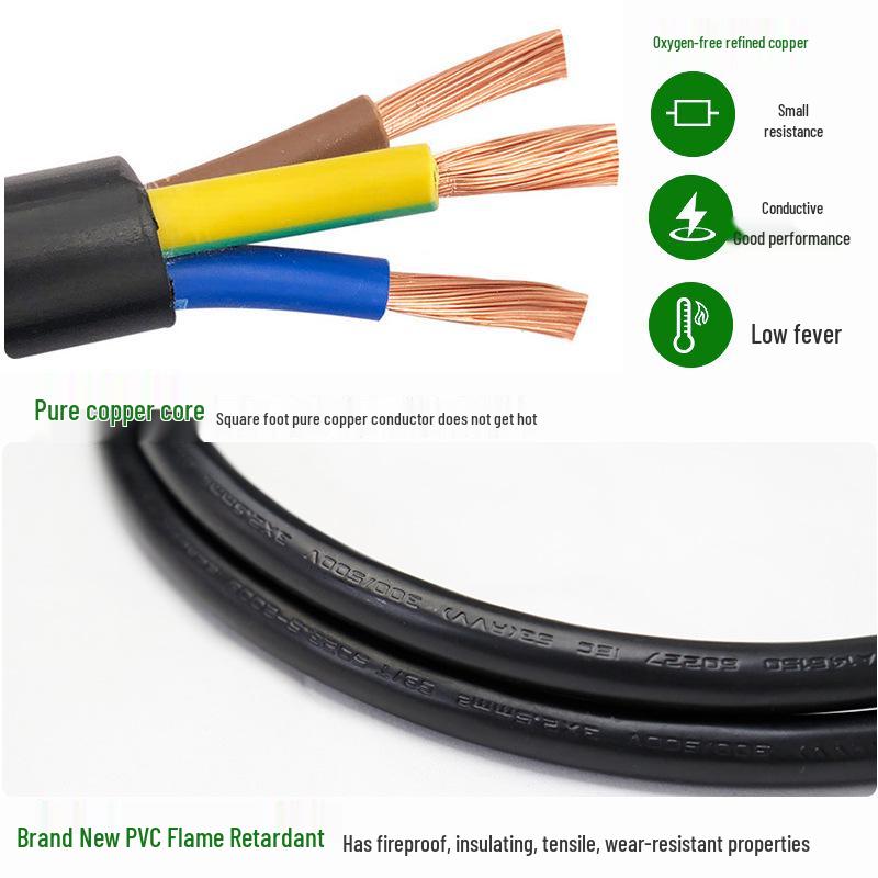 CCC Certified Pure Copper C13 Power Cord with 3-Core Plug