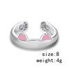 Pink Cute Cat Ear Ring For Women Cats Paw Embrace Tightly Opening Finger Rings Ladies Party Birthday Jewelry Accessories