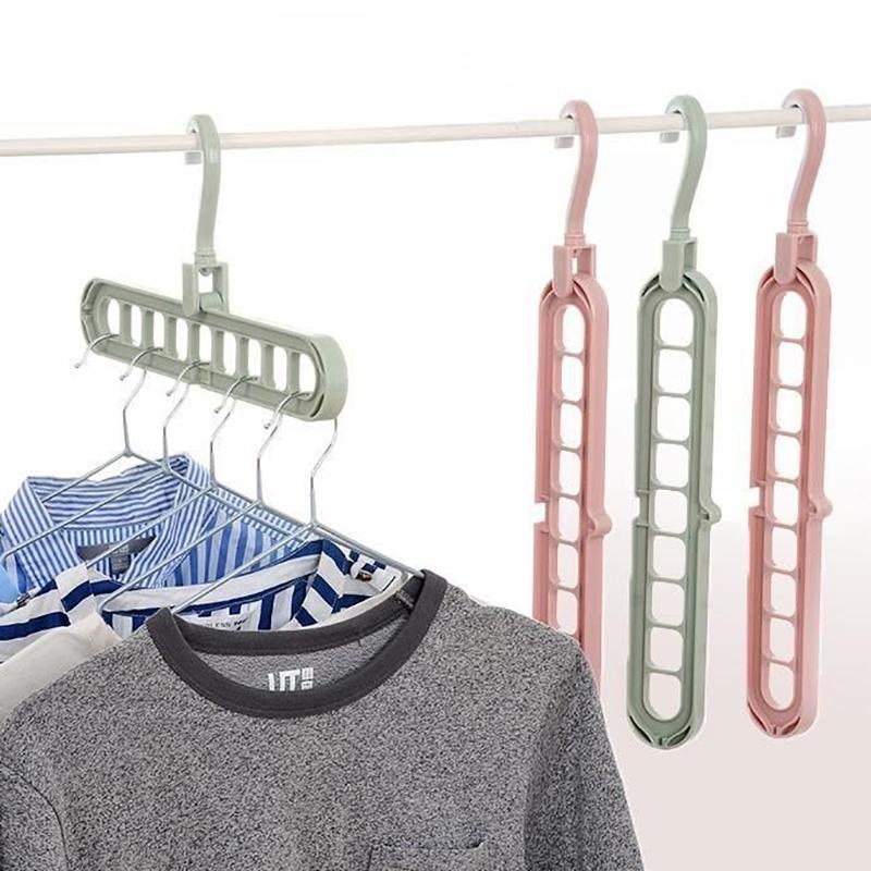 3pcs Plastic 9-Hole Foldable Hangers Heavy Duty Space Saving Clothes Organizer Wardrobe Belt Organizer Hat Scarf Storage YG002