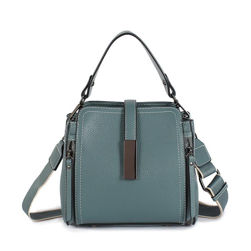 Genuine Leather Women's Bags, Portable Bucket Bags, New Fashionable Light Luxury First-layer Cowhide Large-capacity Shoulder Messenger Bags, Women