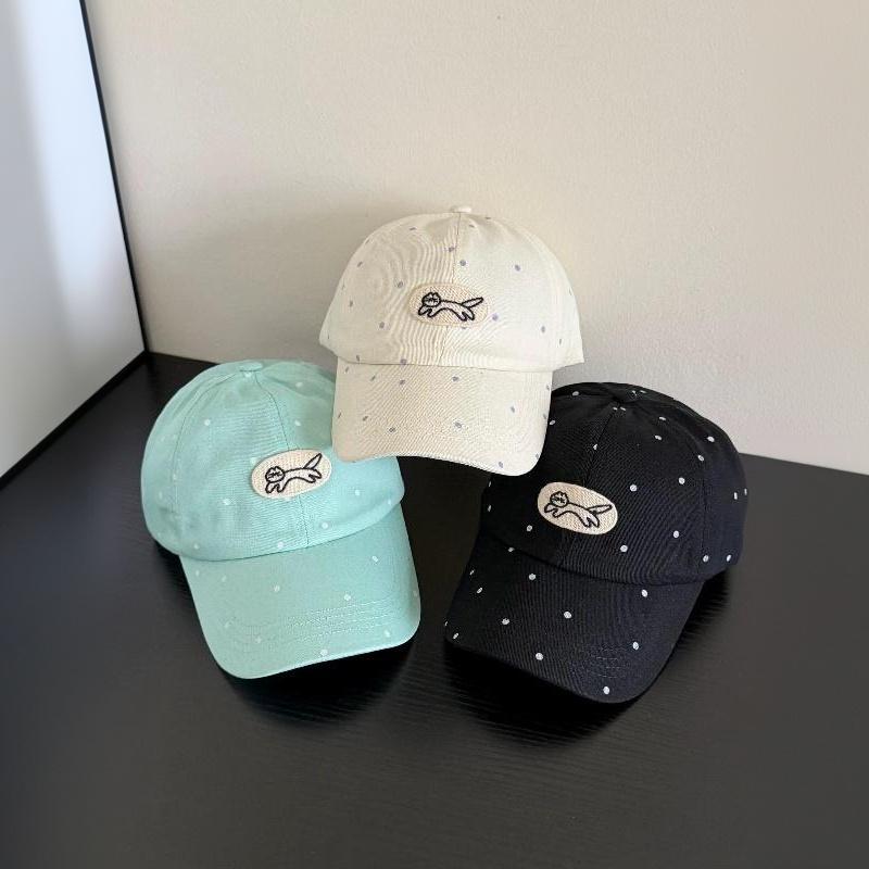Cartoon Cat Bear Cat'S Ears Baseball Hats New Women Sunshade Polka Dot Versatile Sweet Fashion Niche Peaked Caps
