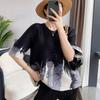 Wrinkled Spring Clothes Printed Mother Loose Sweater Mid-sleeve Summer Bottoming Shirt