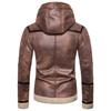 Cross Border Men's Casual Plus Size Hooded Fur One-piece Leather Jacket European Size Leather Jacket Men PY1568