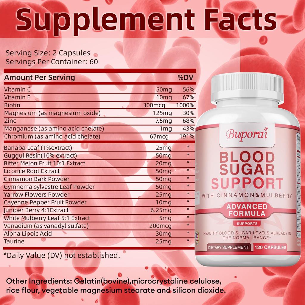 Blood Sugar Support - Cardiovascular Health, Glucose Control & Blood Regulator