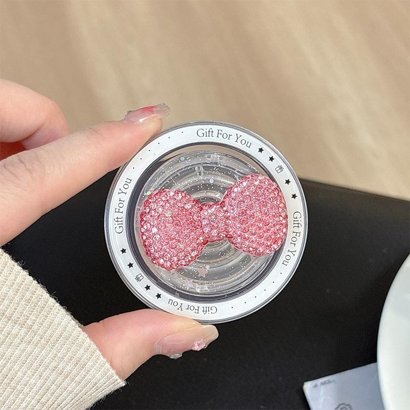 Rhinestone Bow Light Luxury Mobile Phone Airbag Bracket Magnetic Paste Adhesive Three-Dimensional Bow Tie Ring Women'S Style