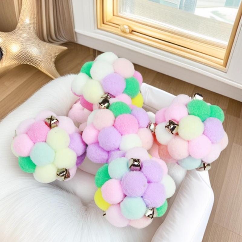 Plush Bell Ball Cat Toy To Relieve Boredom Since Hi Macaron Color Cat Toy Hairball Sound Interactive Cat Toy