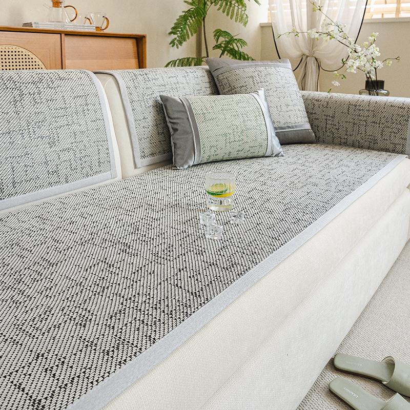 Summer Rattan Mat Cool Sofa Cushion Summer Ice Rattan Non-Slip Straight Row Seat Cushion Sofa Cover Cloth Towel  New Model