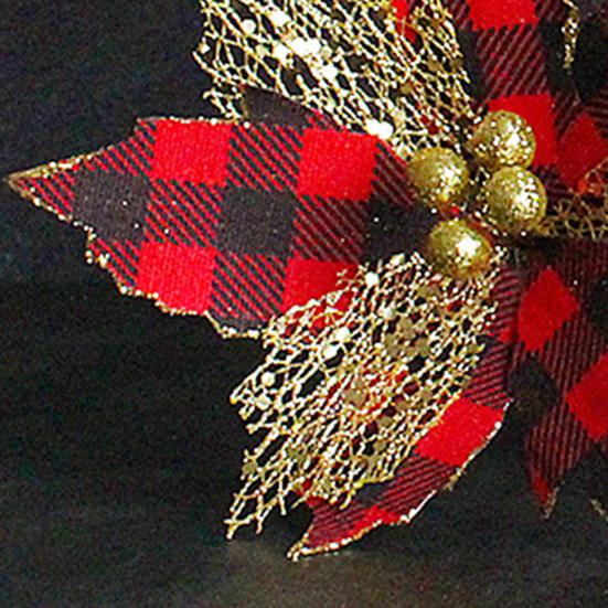 Xmas Flower High-quality Long Lifespan Home Decor Christmas Floral Black White Grid Xmas Flower Xmas Floral for Dorm