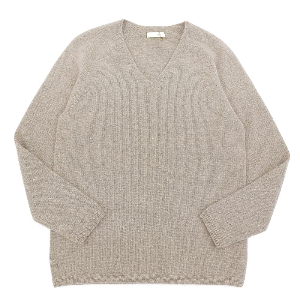 TOYOBOSHI HAKOBE Kaschmir100 V-Ausschnitt Strickoberteil, Damen, braun, 08IT-PC0001 Oberteile ― BraunGebraucht