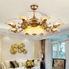 Crystal New European Living Room Ceiling Fan Light New Invisible Luxury Ceiling Fan Light Remote Control Retro Pendant Light