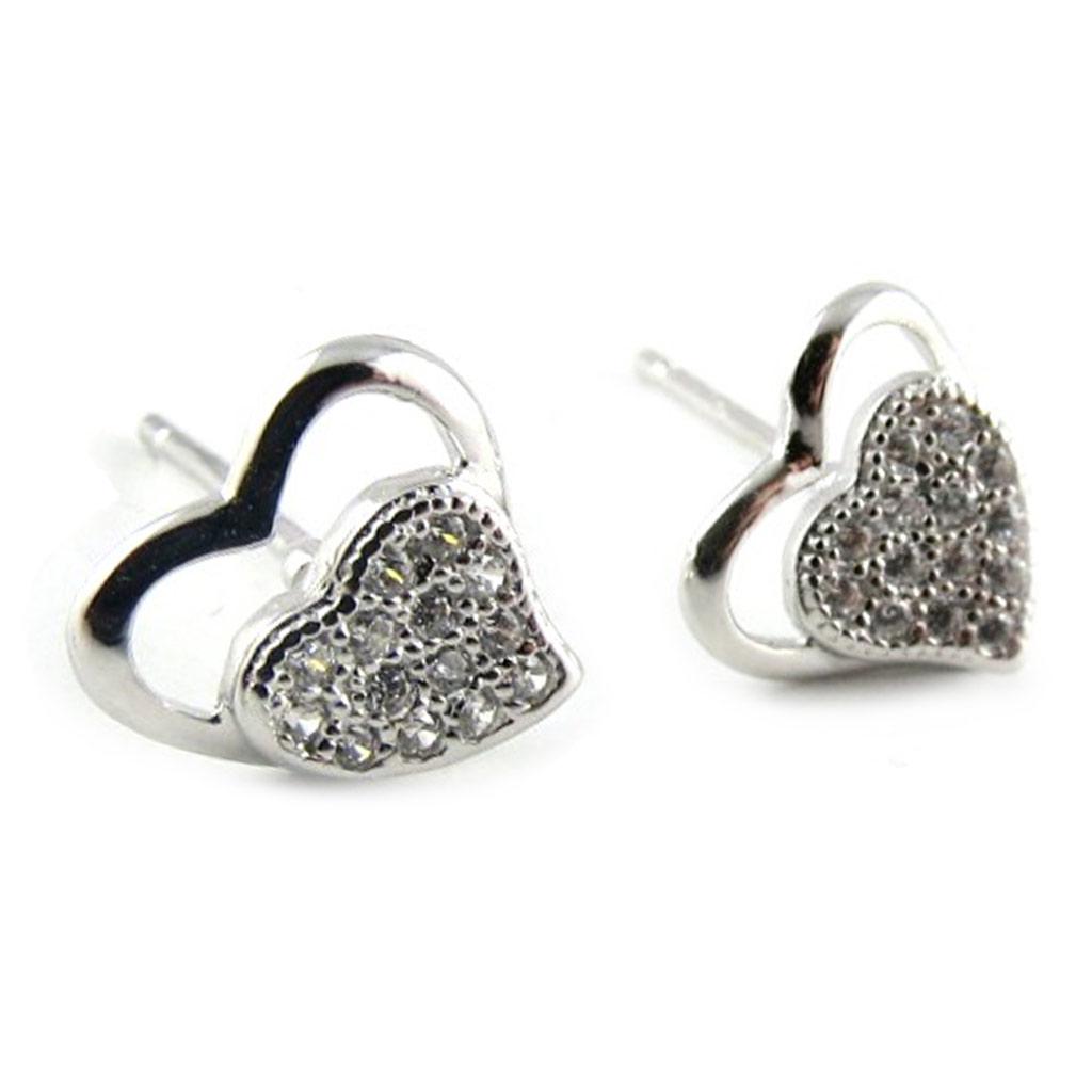 Les Trésors De Lily [L1822] - Silver 'Love' Earrings Silver White (rhodium Plated) - 10x9 Mm