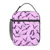 Gradient Purple Bat Pattern Insulated Lunch Bag for Kids School Cooler Thermal Food Box Tote Leakproof Lunch Boxes Container