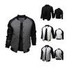 Autumn Men Long Raglan Sleeve Color Block Varsity Jacket Buttons Pocket Coat