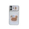 High-End iPhone Case for Apple 16 Pro Max/15/14 with Cute Blue Polka Dot Bear Sleepy Hat Design