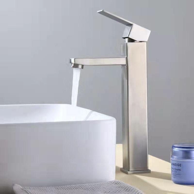 Brushed Gold Square Basin Faucet Bathroom Deck Mounted Washbasin Mixer Tap Single Handle Hot Cold Mixer Tap