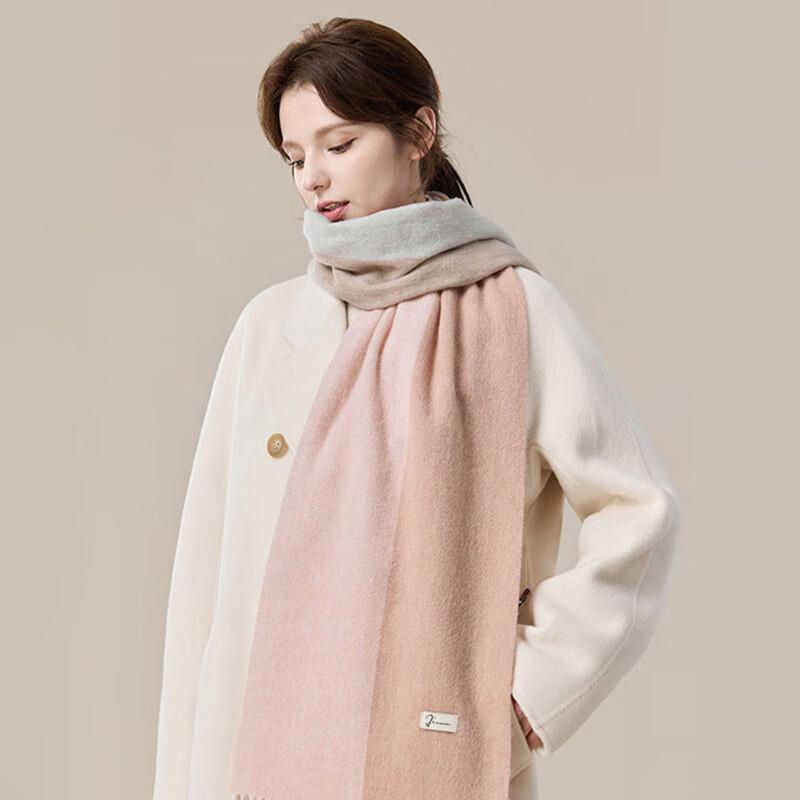 JIUMU Women's Pure Wool Colorblock Knitted Scarf & Shawl
