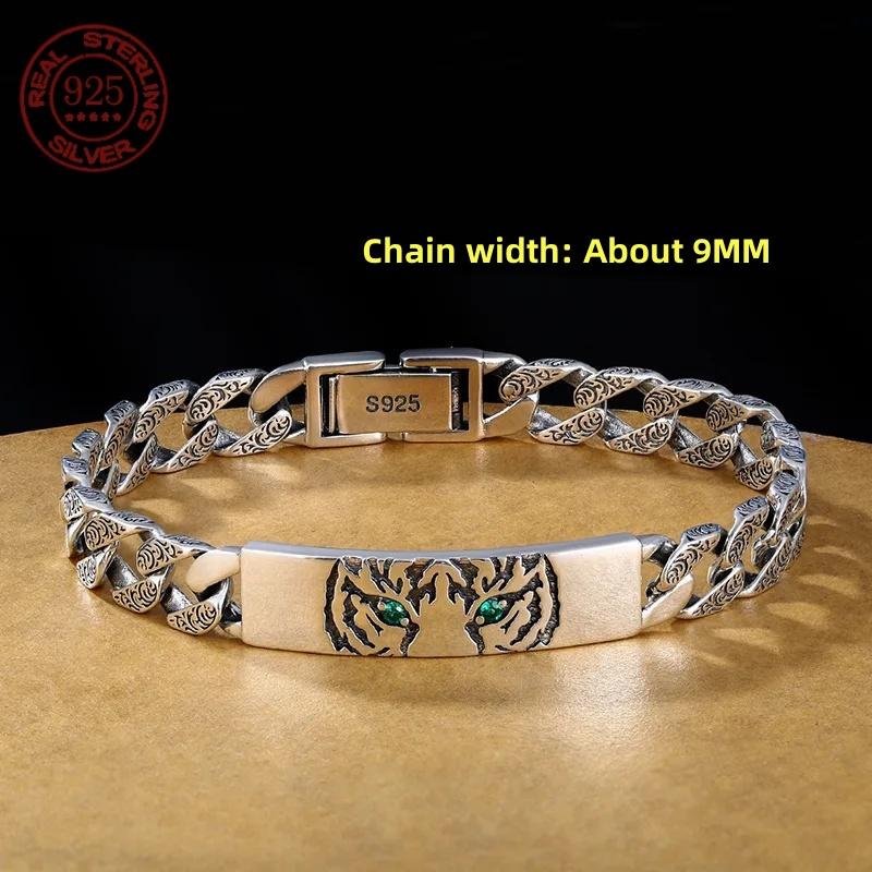 Stříbrný náramek Horusovo oko boha Kubánský S925 Pánská móda Hip Hop Jednoduchý dárek Módní šperky Doplňky