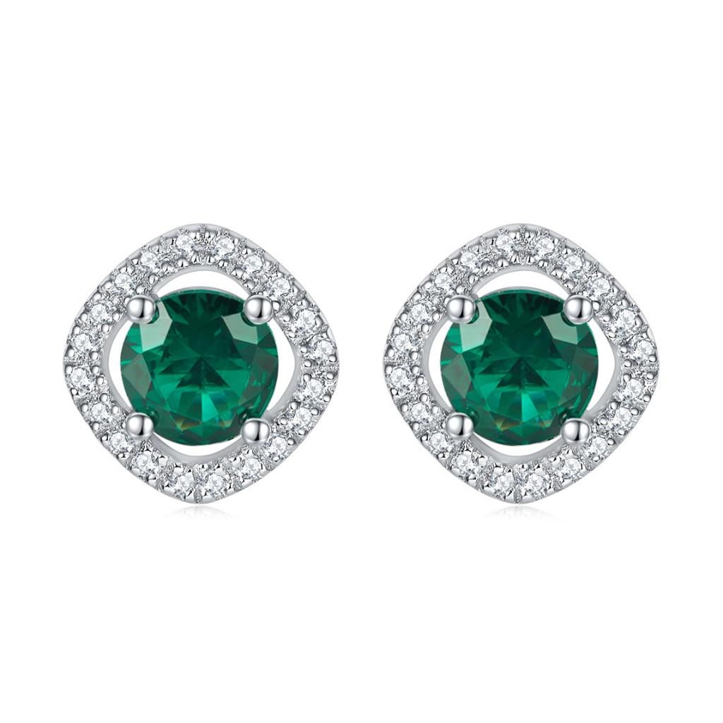 European and American jewelry set s925 sterling silver ring stud earrings necklace women's set emerald jewelry spot wholesale