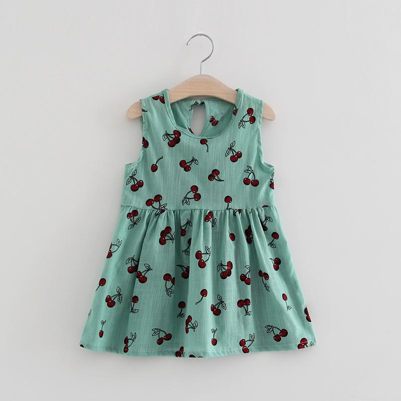 Summer Girls Strawberry Print Sleeveless Vest Dress Princess Children Dress 120cm