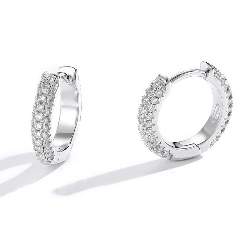Sterling Moissanite Stud Earrings Minimalist Geometric Hoop Design Women Elegant Everyday Jewelry Moissanite Stud Earrings White Gold Plated