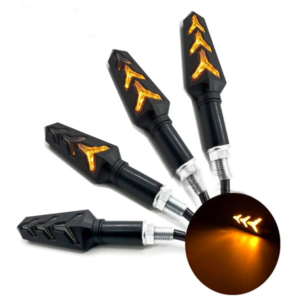 

4 шт. светодиодные указатели поворота для мотоцикла, индикатор, мигающий свет, 10 мм, встроенное реле, стрелка для мотоцикла - C чёрный/жёлтый