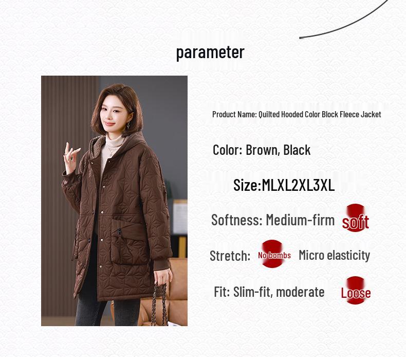 Women's Plus Size Winter Fleece-Lined Cotton Jacket 2024 - Middle-Aged & Elderly Casual Warm Coat