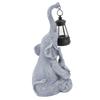 Solar Outdoor Garden Statues Lights Mother Cute Toddler Elephant Figurines with Solar Lantern Decor