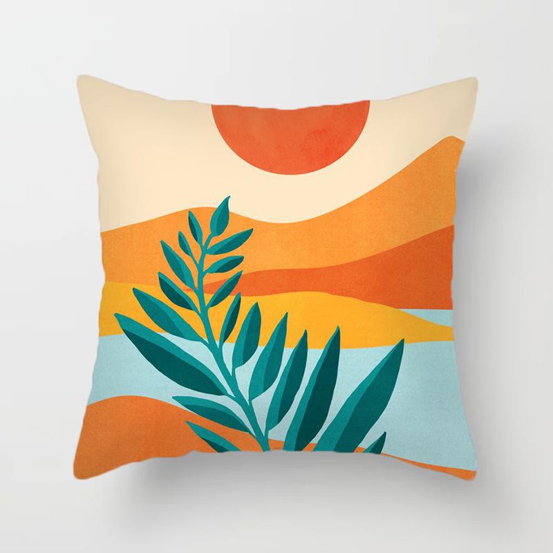 Leaf plant Sunset Print Hold pillowcase Modern landscape color hold pillowcase Home decoration fashion cushion set 45x45cm