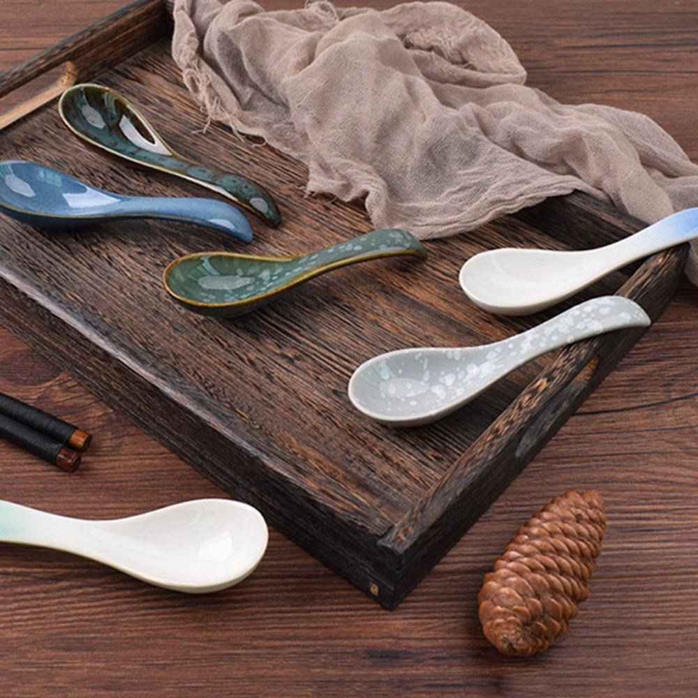 Stirring Kids Ceramic Dinnerware Eating Mixing Soup Spoons Tableware Kitchen Utensil Cutlery