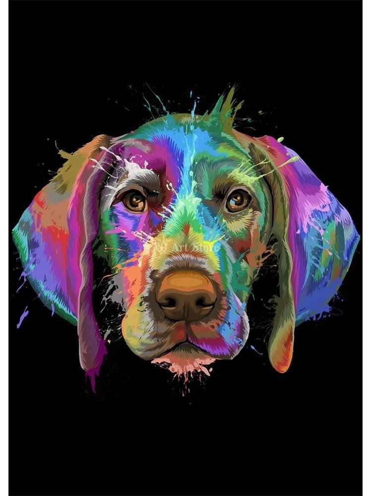 Abstract Watercolor French Bulldog Pug Posters Prints Canvas Painting Coloful Animal Dog Wall Art Picture Living Room Cuadros