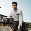 Li Ning Badfive Basketball Series Letter Round Neck Pullover Warm Fleece Sports Long Sleeve Sweatshirt Men sweatshirt Gray Mixed-Gray AWDU515-6