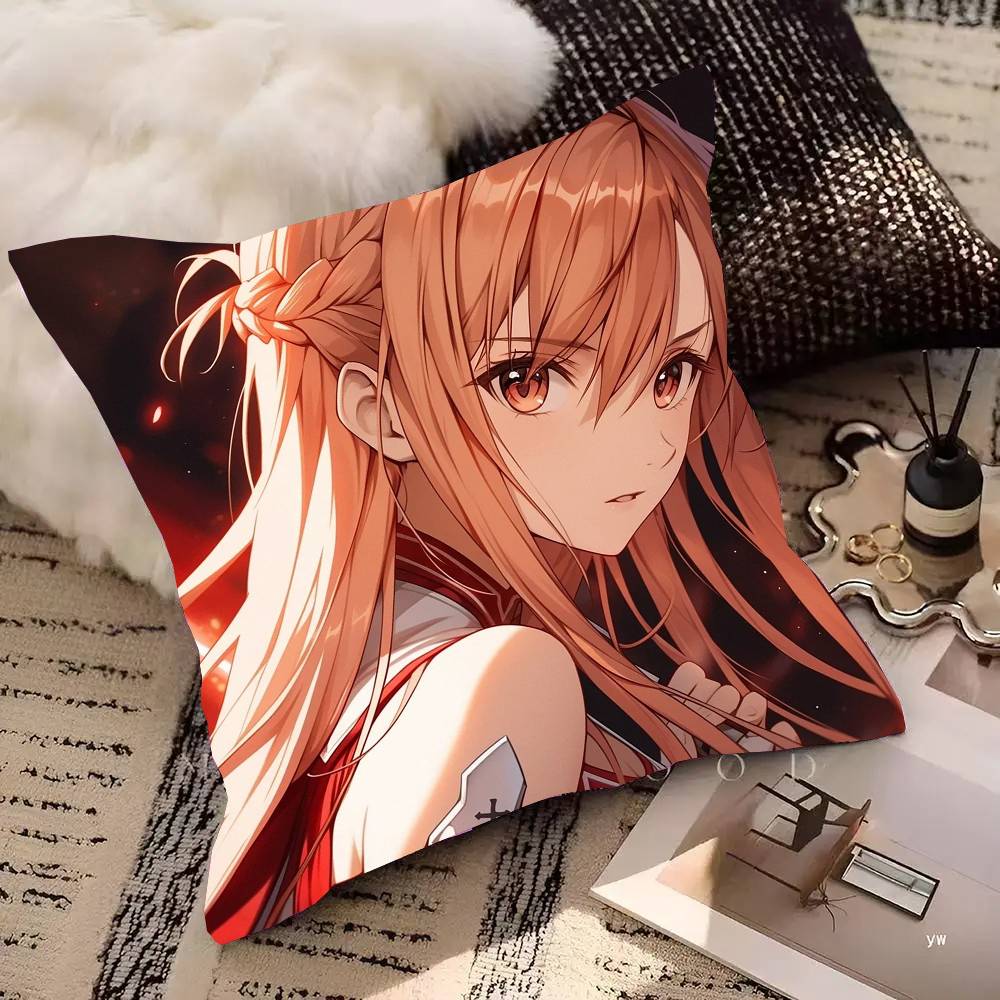 Asuna Animation S-Word A-Art O-Online Pillow Case Fashion Square Pillowcase Bedroom Sofa Room Ins Decoration Leisure