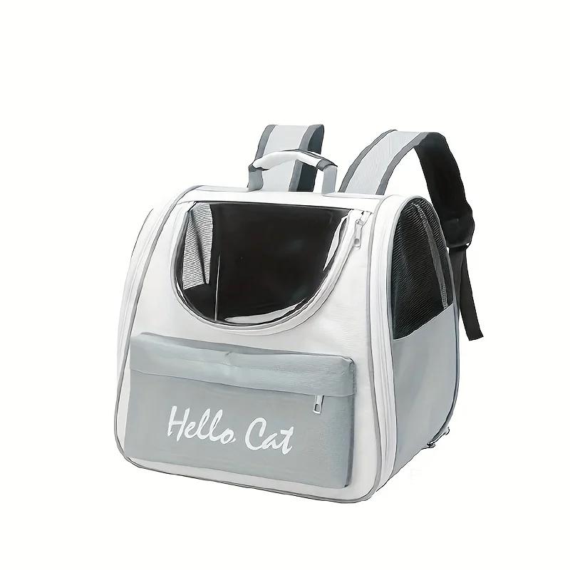 Hello Cat Breathable Pet Backpack - Transparent Window Design - Portable Outdoor Travel Bag - Suitable for Cats and Small Dogs