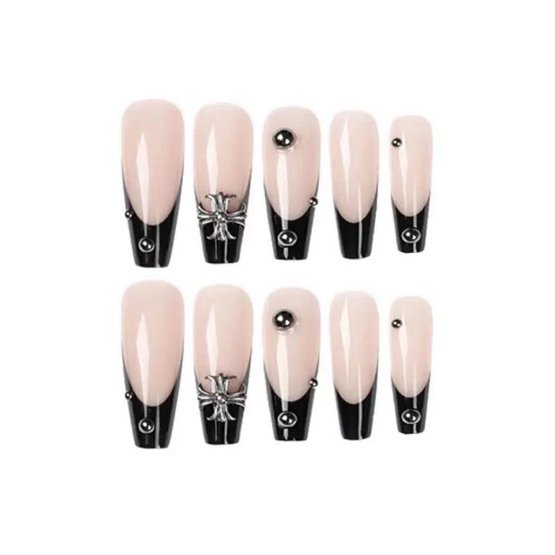 Chrome Hearts Cross Dark Ballet Press-On Nails - Spicy Cool Style, Pre-Glued Tips