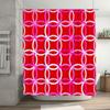 Bath Time Fun: Red Pink Modern Geometric Shower Curtain Decorates Your Bathroom With Vibrant Colors Perfect For Girls Bathrooms