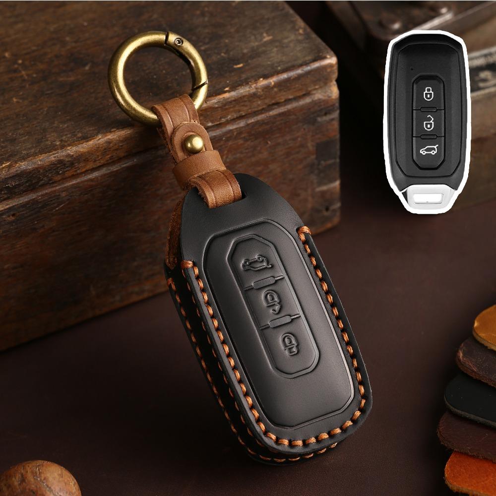 

Premium Leather Car Key Case for 2020 Jiangling Yuhu Ford Yuhu Full Protection Key Cover Unisex Design чёрный
