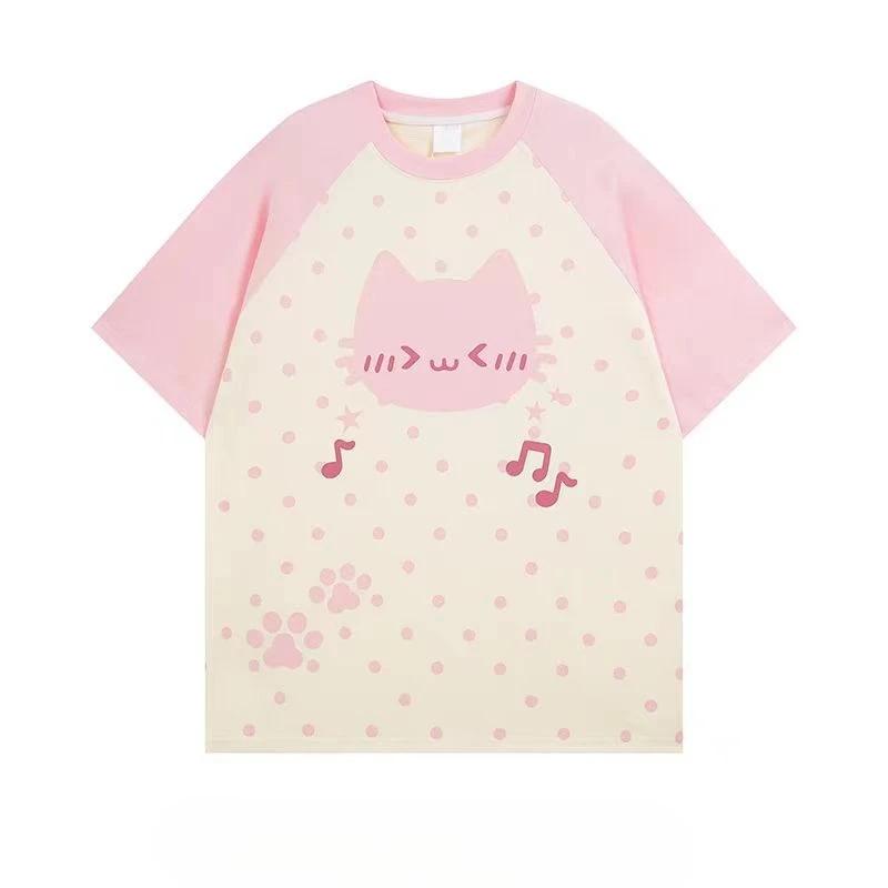 

2025 Каваи Футболки Женские Y2k Кроп-топы Летние Милые Футболки Японские Каваи Футболки Винтажная Повседневная Мода Субкультура Панк Шик S розовый