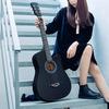 38-Zoll-Folk-Akustikgitarre für Erwachsene mit 6 Saiten und Cutaway für Studenten und Anfänger (Schwarz)