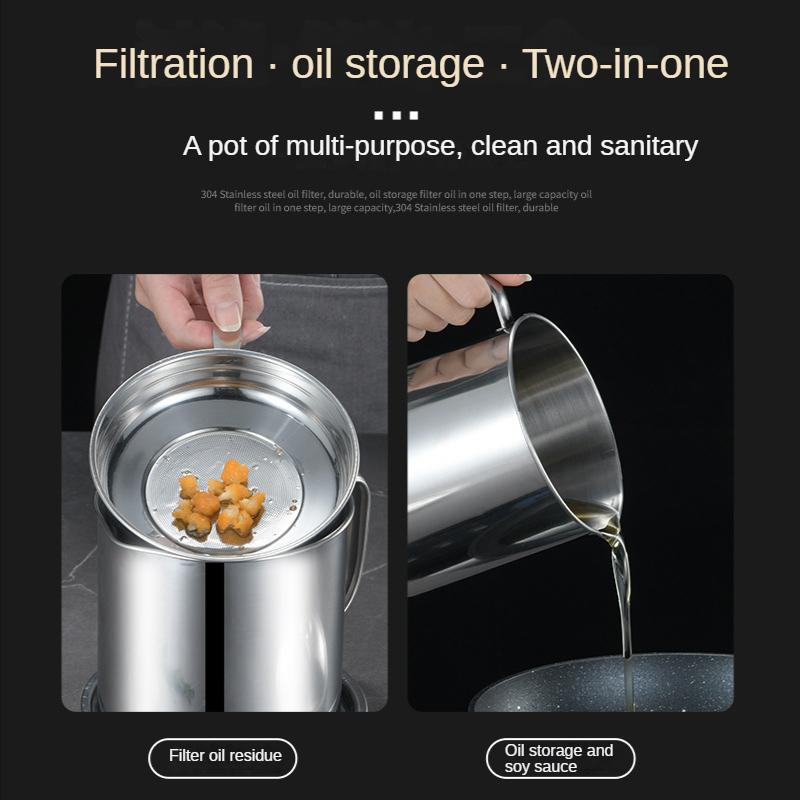 Nerezová ocel 1,8L 304 Filtr na olej Nádoba na filtr na slaninu Zásobník na vodu Velkokapacitní skladování Kuchyňské varné nástroje
