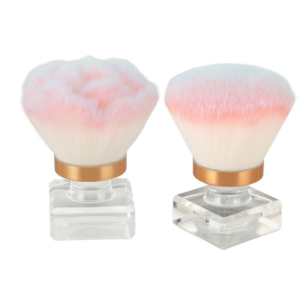 2pcs Makeup Powder Brush Multipurpose Portable Soft Bristles Crystal Base Ail Dust Brush for Makeup