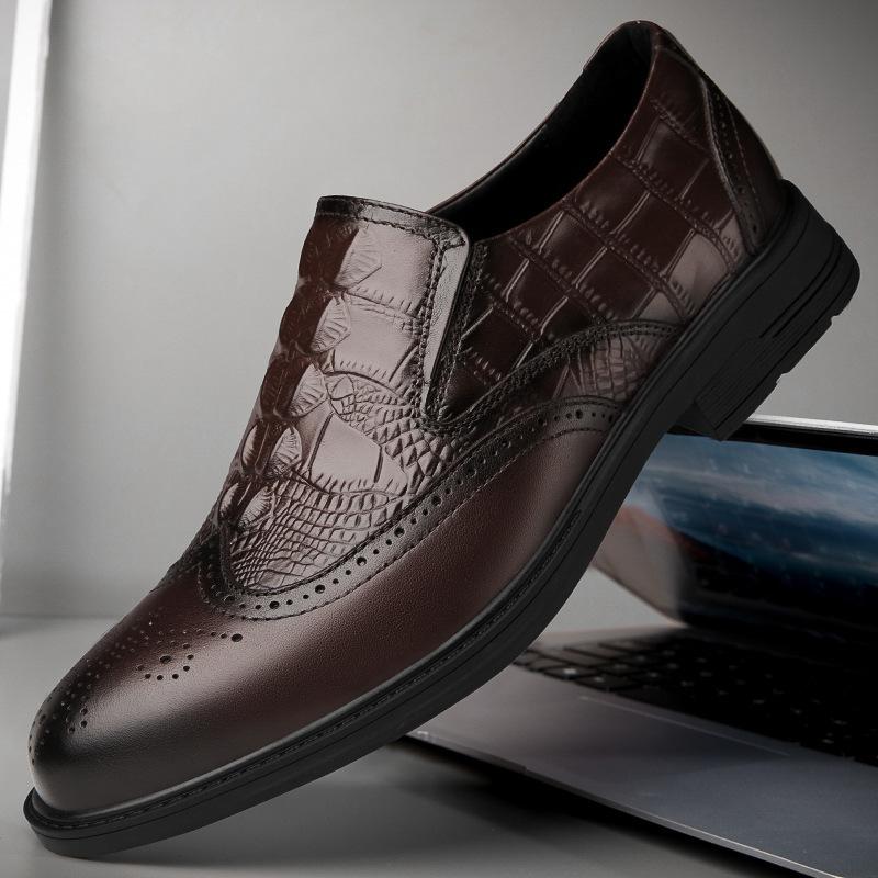 Men's shoes Brock leather shoes men's spring foot casual shoes foreign trade first layer cowhide British business small leather shoes