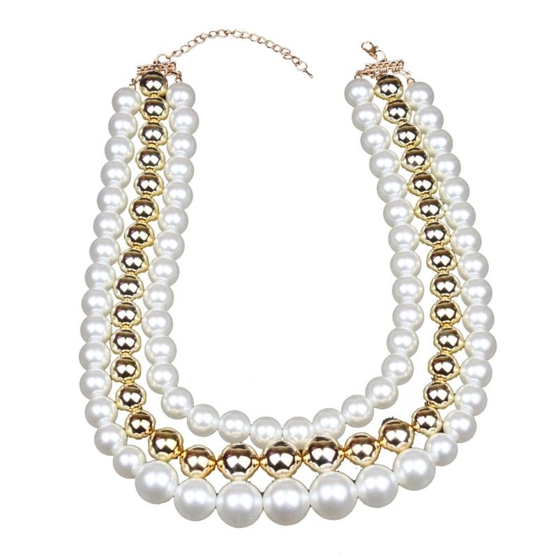 

Многорядное ожерелье из имитации жемчуга в панк-стиле, ювелирный аксессуар для модных женщин, удобное и стильное 1 белый